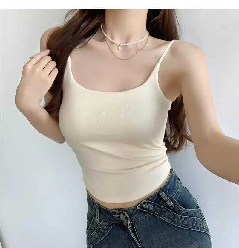 Rayon Solid Color Waist-Cinching Ruched Slimming Backless Camisole with Chest Pads Versatile Outerwear Base Top for Women — feature 13