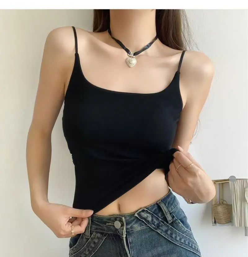 Rayon Solid Color Waist-Cinching Ruched Slimming Backless Camisole with Chest Pads Versatile Outerwear Base Top for Women — feature 16