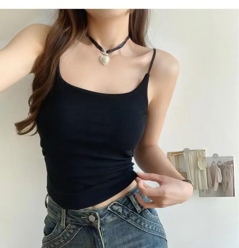 Rayon Solid Color Waist-Cinching Ruched Slimming Backless Camisole with Chest Pads Versatile Outerwear Base Top for Women — feature 17