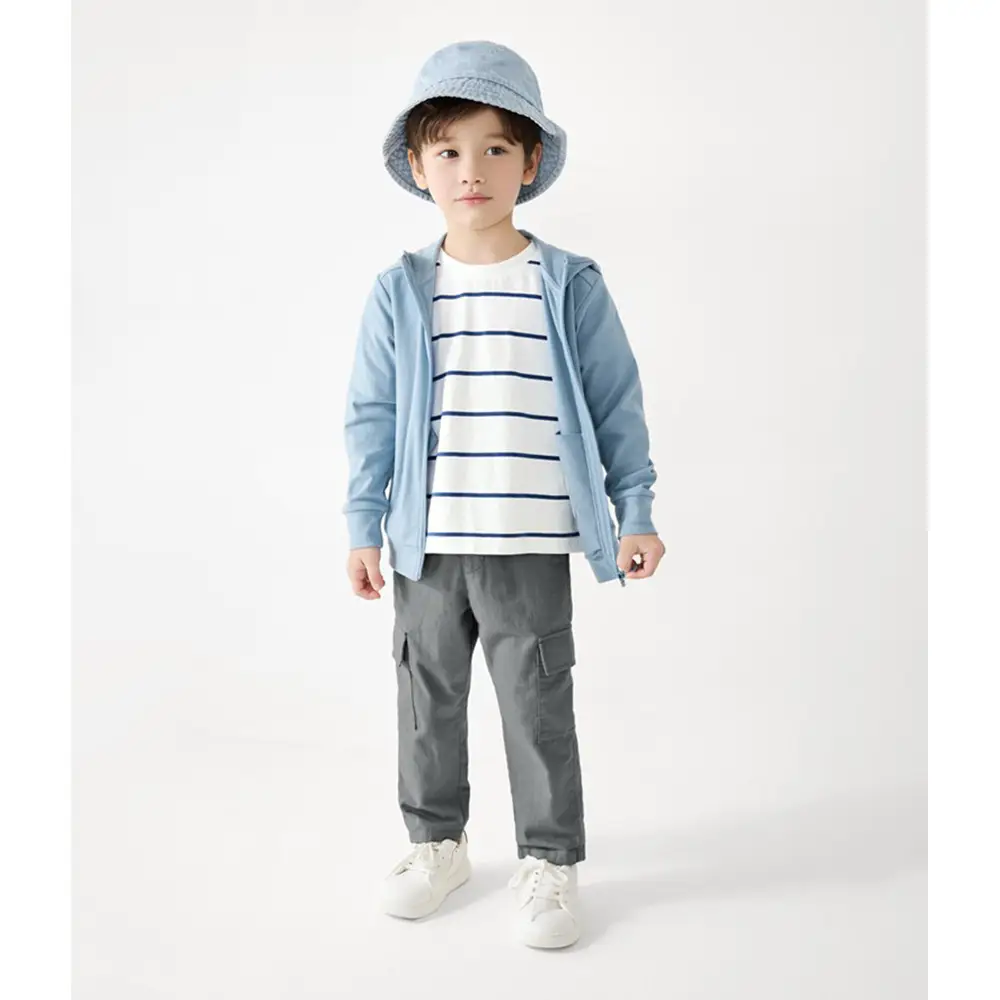 Summer Children's Pure Cotton Sun Protection Clothing for Boys and Girls, Solid Color Sun Protection Jacket, Children's Ultra-Thin Breathable Zip-Up Top — feature 4