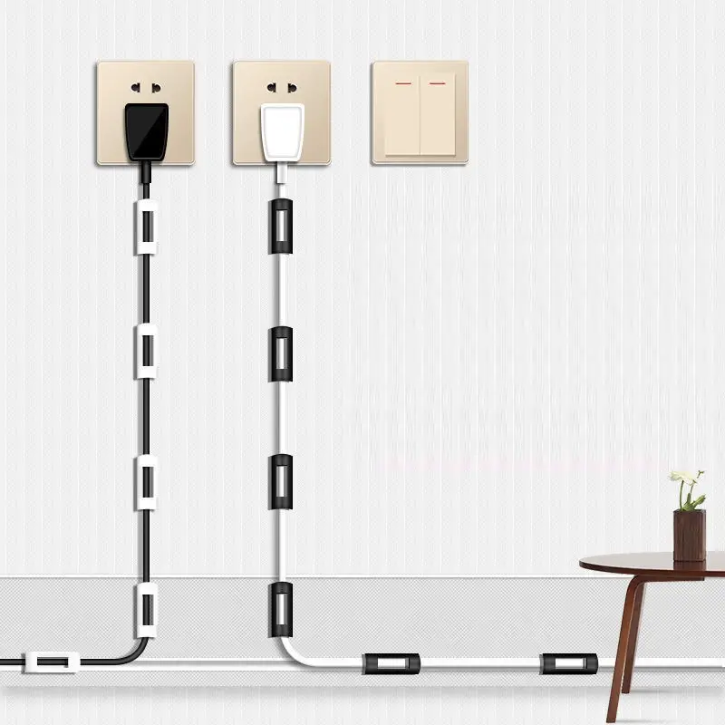 Wall-mounted network cable organizer, data cable organizer, wire storage tool, self-adhesive cable clips, nail-free cable management clamp