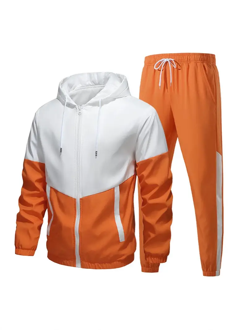 Customized New Casual Sports Men's Hooded Suit with Patchwork Design for Students, Autumn and Winter Custom-Made School Uniform, Cross-Border Manufacturer Logo