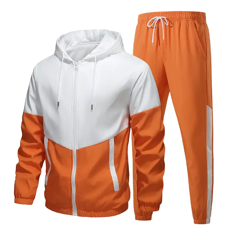 Customized New Casual Sports Men's Hooded Suit with Patchwork Design for Students, Autumn and Winter Custom-Made School Uniform, Cross-Border Manufacturer Logo