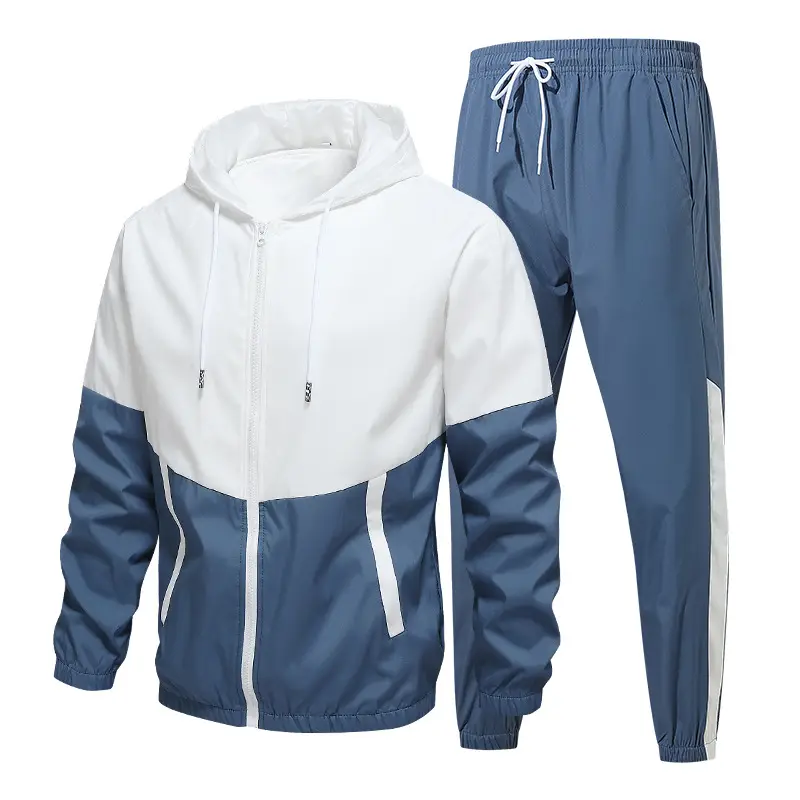 Customized New Casual Sports Men's Hooded Suit with Patchwork Design for Students, Autumn and Winter Custom-Made School Uniform, Cross-Border Manufacturer Logo