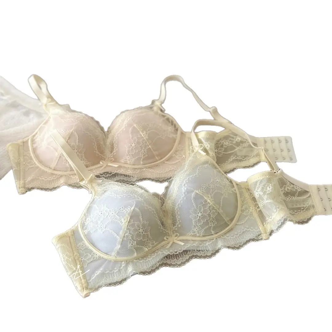 Retro Style Lace Bra for Women, Medium-Thin, Small Chest, Push-Up, Skin-Friendly, Comfortable, Breathable, Soft Bra