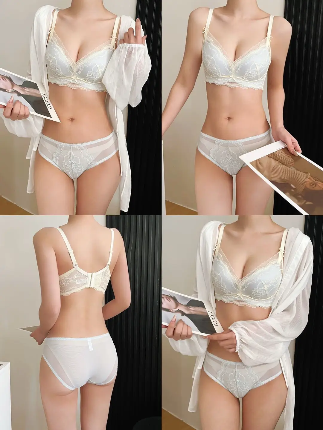 Retro Style Lace Bra for Women, Medium-Thin, Small Chest, Push-Up, Skin-Friendly, Comfortable, Breathable, Soft Bra — feature 19