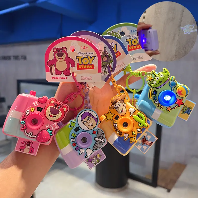 New Cartoon Anime Genuine Toy Story Buzz Lightyear Three-Eyed Alien Projection Camera Keychain Pendant - Image 4