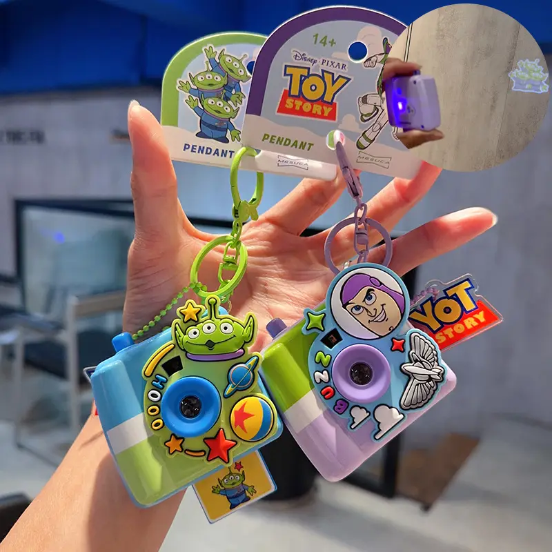 New Cartoon Anime Genuine Toy Story Buzz Lightyear Three-Eyed Alien Projection Camera Keychain Pendant - Image 5