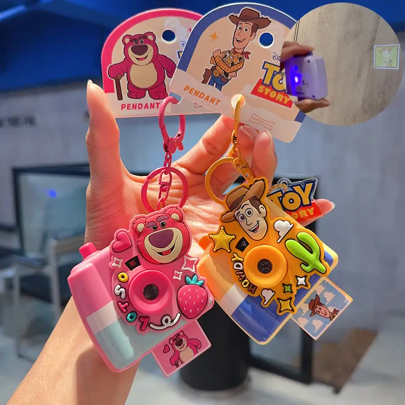 New Cartoon Anime Genuine Toy Story Buzz Lightyear Three-Eyed Alien Projection Camera Keychain Pendant - Image 6