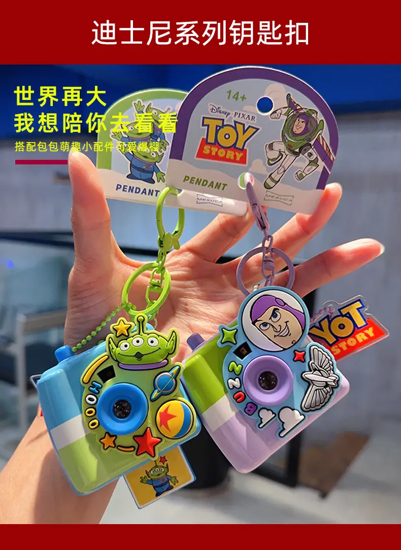 New Cartoon Anime Genuine Toy Story Buzz Lightyear Three-Eyed Alien Projection Camera Keychain Pendant — feature 2