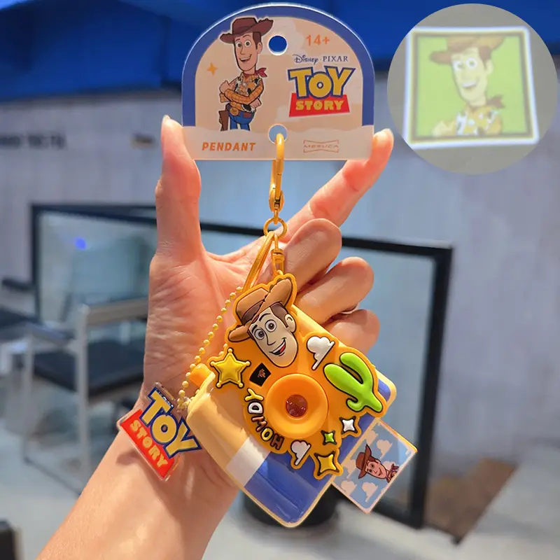 New Cartoon Anime Genuine Toy Story Buzz Lightyear Three-Eyed Alien Projection Camera Keychain Pendant - Image 2