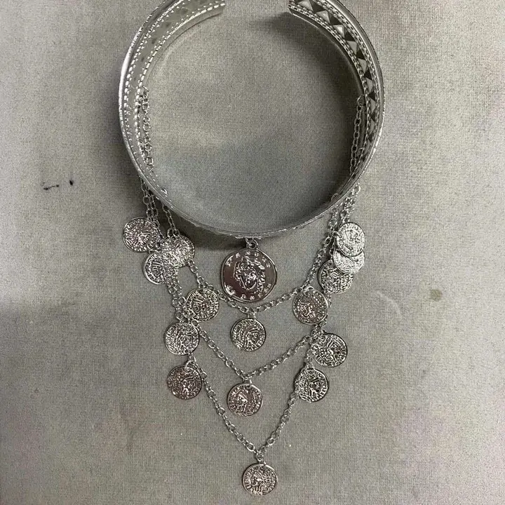 European and American Cross-Border Jewelry, Vintage-Style Portrait Pendant Bracelet, Simple Design Metal Open Arm Ring, Women's Trendy Personality Accessory