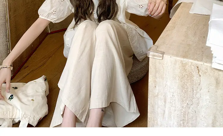 Maternity Suit Summer 2026 New Korean Style Fashion Loose Apricot Color Round Neck Short-Sleeved Top and Pants Two-Piece Set for Women — feature 12