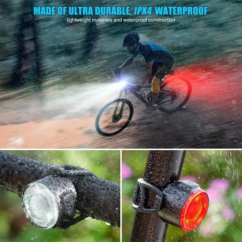 New Rechargeable Bicycle Front Light and Tail Light with Strong Lighting for Night Riding Warning Light for Mountain and Road Bikes Sports Outdoor