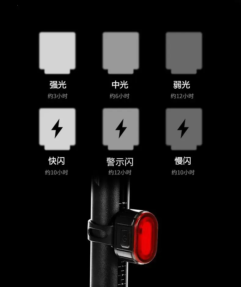 New Rechargeable Bicycle Front Light and Tail Light with Strong Lighting for Night Riding Warning Light for Mountain and Road Bikes Sports Outdoor — feature 7