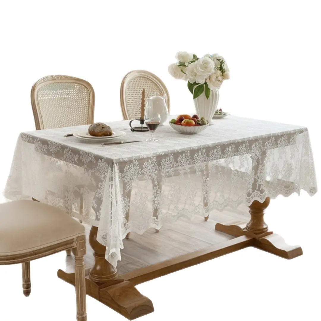 French-style lace tablecloth, rectangular, high-end, suitable for weddings, coffee table cloth, photography prop, hollowed-out European-style romantic background cloth