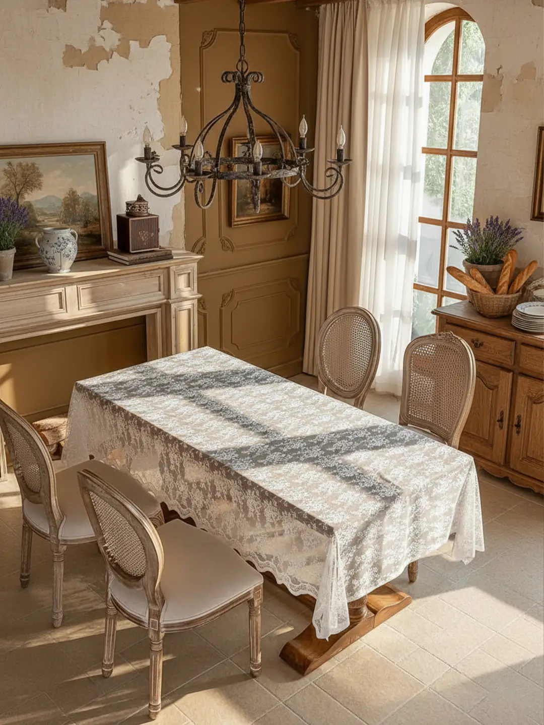French-style lace tablecloth, rectangular, high-end, suitable for weddings, coffee table cloth, photography prop, hollowed-out European-style romantic background cloth — feature 12
