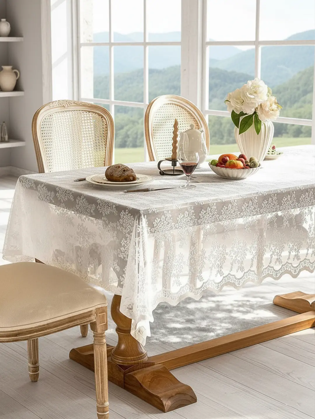 French-style lace tablecloth, rectangular, high-end, suitable for weddings, coffee table cloth, photography prop, hollowed-out European-style romantic background cloth — feature 13