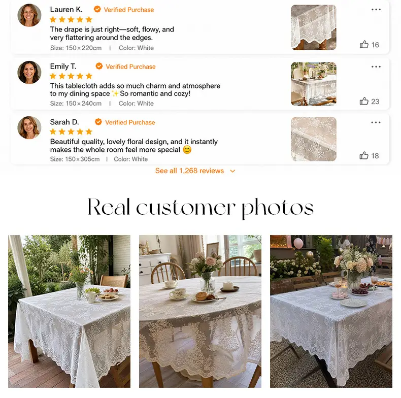 French-style lace tablecloth, rectangular, high-end, suitable for weddings, coffee table cloth, photography prop, hollowed-out European-style romantic background cloth — feature 7