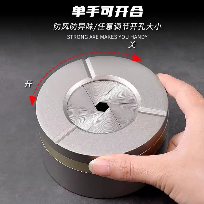 Aluminum alloy creative rotatable and collapsible ashtray with lid, new model for car and home desktop, high-end ashtray - Image 4