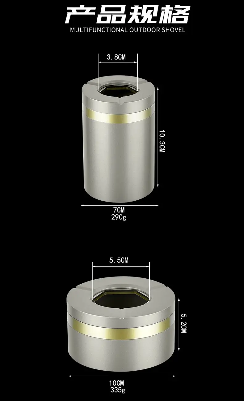 Aluminum alloy creative rotatable and collapsible ashtray with lid, new model for car and home desktop, high-end ashtray — feature 5