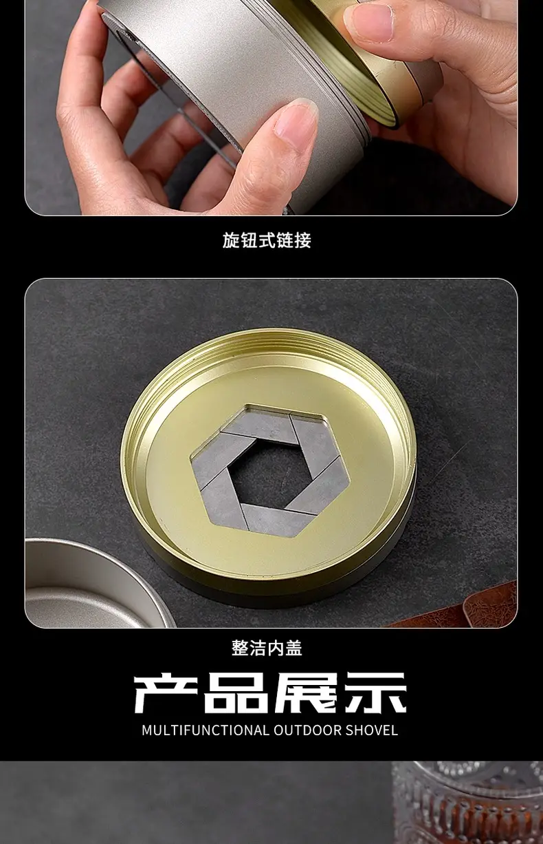 Aluminum alloy creative rotatable and collapsible ashtray with lid, new model for car and home desktop, high-end ashtray — feature 7