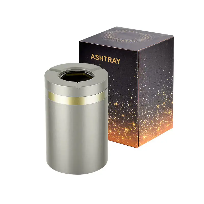 Aluminum alloy creative rotatable and collapsible ashtray with lid, new model for car and home desktop, high-end ashtray - Image 2