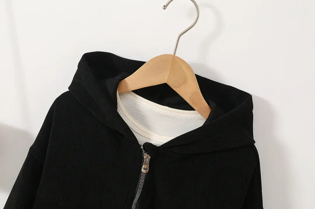 Direct sales from the source factory: girls' short zip-up jacket with hood, casual sporty style, fashionable new spring children's clothing — feature 21
