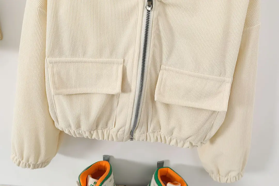 Direct sales from the source factory: girls' short zip-up jacket with hood, casual sporty style, fashionable new spring children's clothing — feature 28