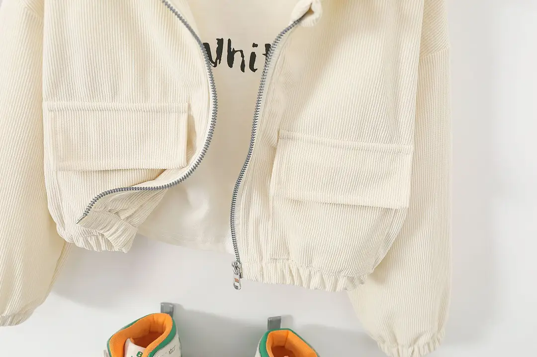 Direct sales from the source factory: girls' short zip-up jacket with hood, casual sporty style, fashionable new spring children's clothing — feature 29