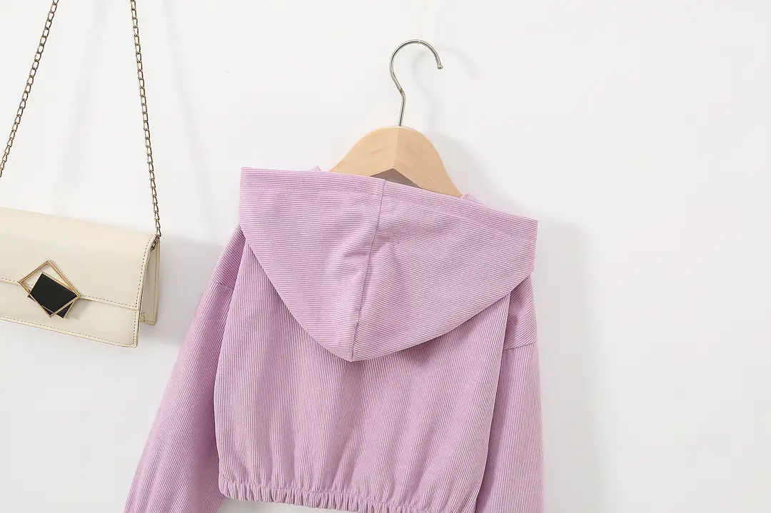 Direct sales from the source factory: girls' short zip-up jacket with hood, casual sporty style, fashionable new spring children's clothing — feature 40