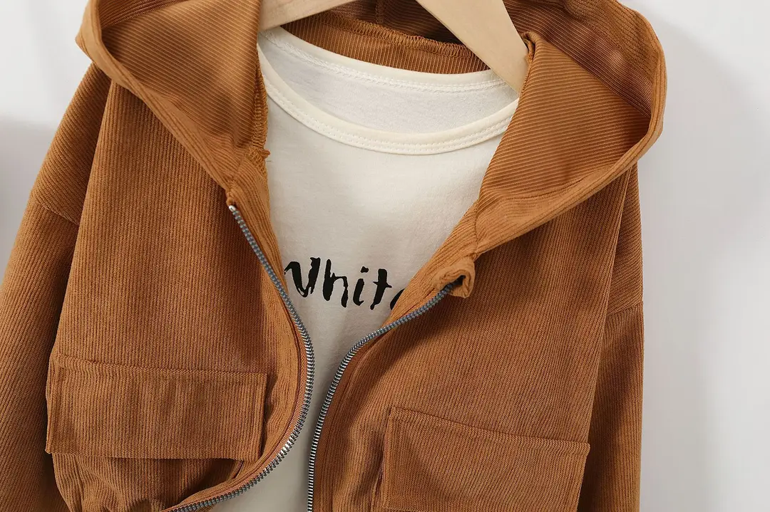 Direct sales from the source factory: girls' short zip-up jacket with hood, casual sporty style, fashionable new spring children's clothing — feature 45