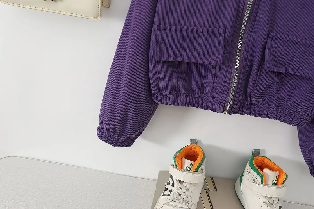 Direct sales from the source factory: girls' short zip-up jacket with hood, casual sporty style, fashionable new spring children's clothing — feature 48