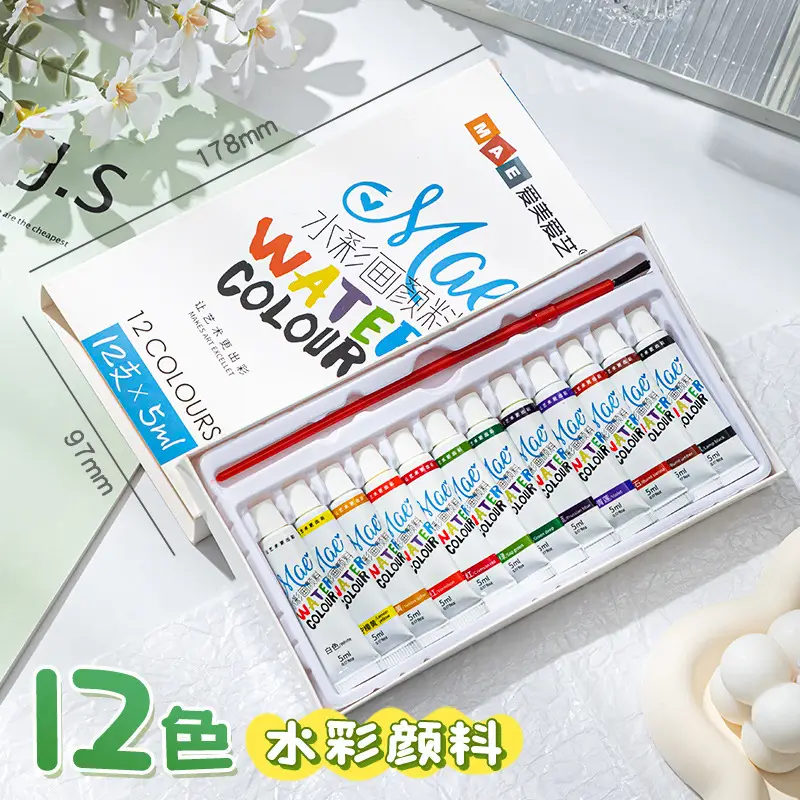 Mini Watercolor Paint Walnut Wood Box Portable Sketchbook Travel Painting Notebook Color Mixing Small Drawing Board — feature 17