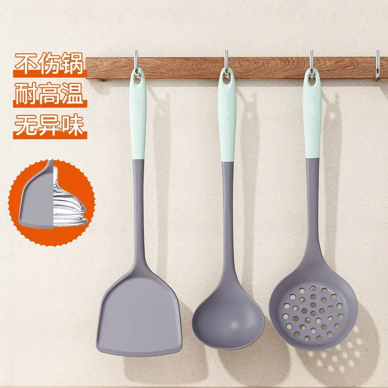 Food-Grade Silicone Spatula, Non-Stick Pan-Specific Spatula, Soup Spoon, Colander, Kitchen Utensil Set, Household High-Temperature Resistant Cooking Spatula