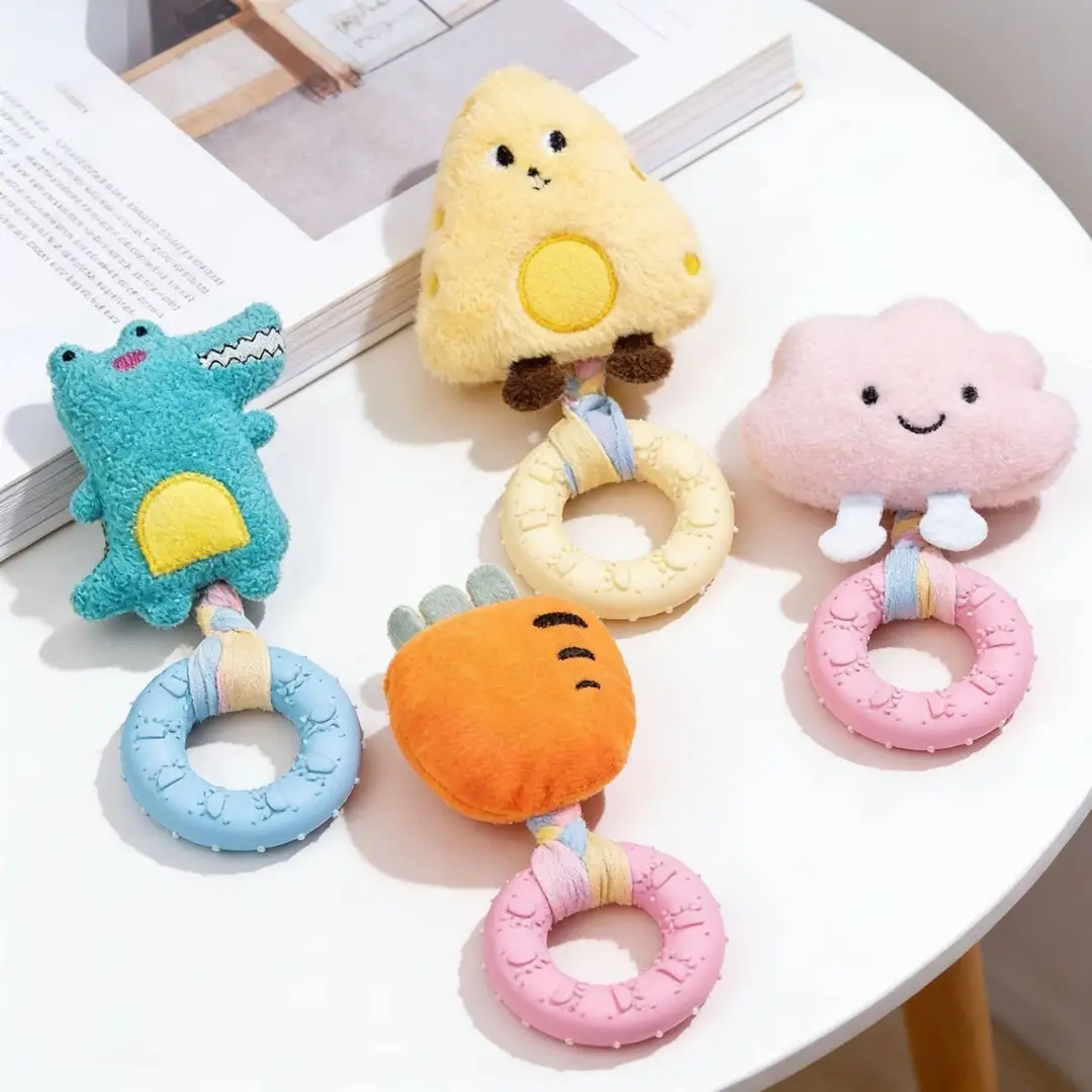 Dog Toy Chew Ring Plush Sound-Making Puppy Toy Durable Bite-Resistant Self-Entertainment Interactive Puppy Pet Supplies