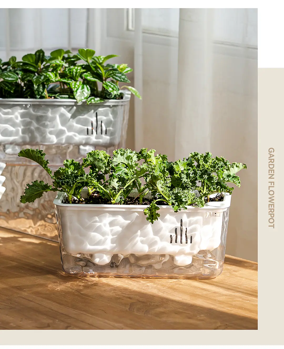 Rectangular Self-Watering Lazy Flower Pot for Home Balcony Hydroponics, No Need for Watering, Breathable Root-Controlling Plastic Planting Pot — feature 17