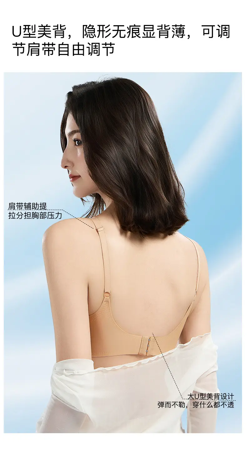 Rabbit Ear Seamless Bra for Women, Wireless, Side Breast Gathering, Thin Style, Minimizes Large Bust, Soft Support Jelly Bra — feature 16