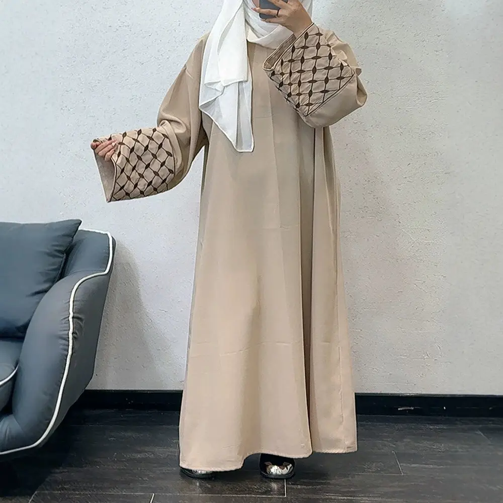 F437 Foreign Trade Women's Clothing Cross-Border Embroidered Loose Plus-Size Pullover Long Dress Fashionable Outerwear Loose Embroidered Long Dress