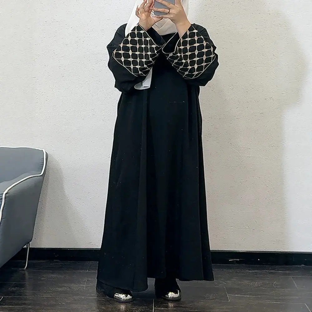 F437 Foreign Trade Women's Clothing Cross-Border Embroidered Loose Plus-Size Pullover Long Dress Fashionable Outerwear Loose Embroidered Long Dress