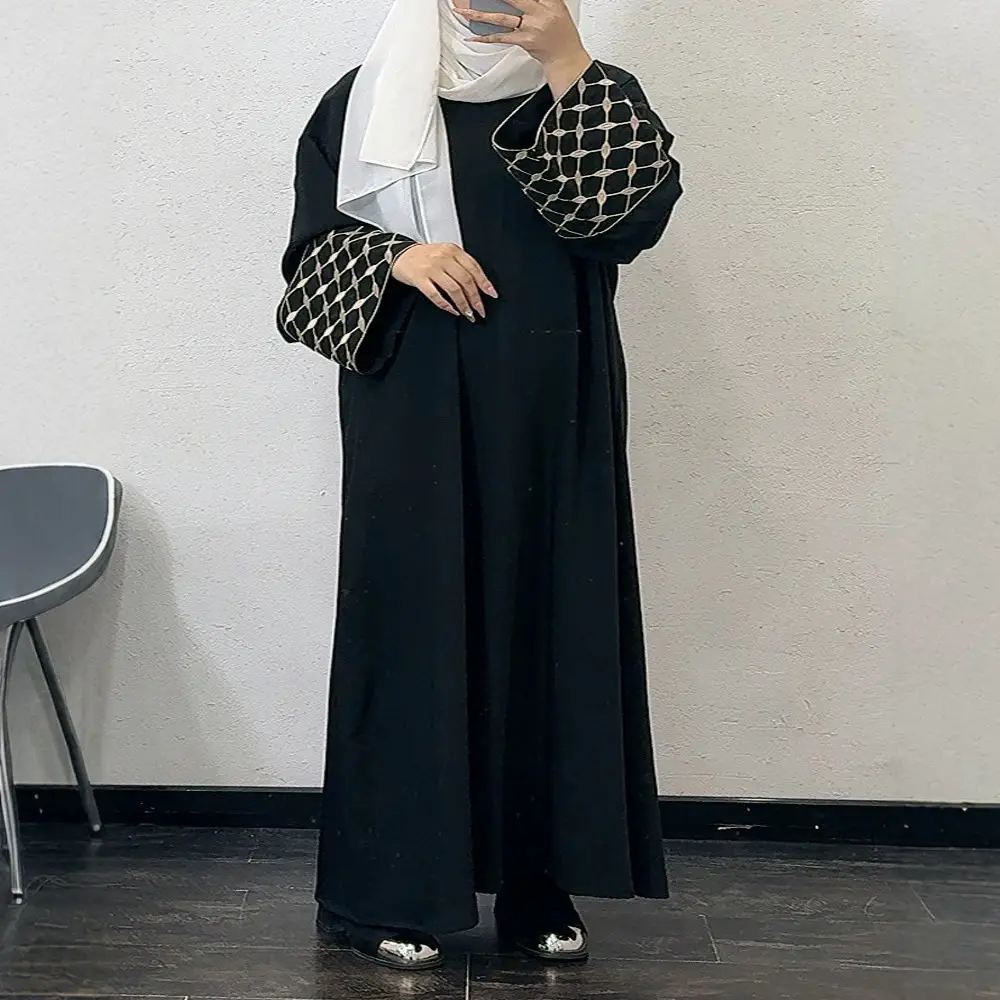F437 Foreign Trade Women's Clothing Cross-Border Embroidered Loose Plus-Size Pullover Long Dress Fashionable Outerwear Loose Embroidered Long Dress