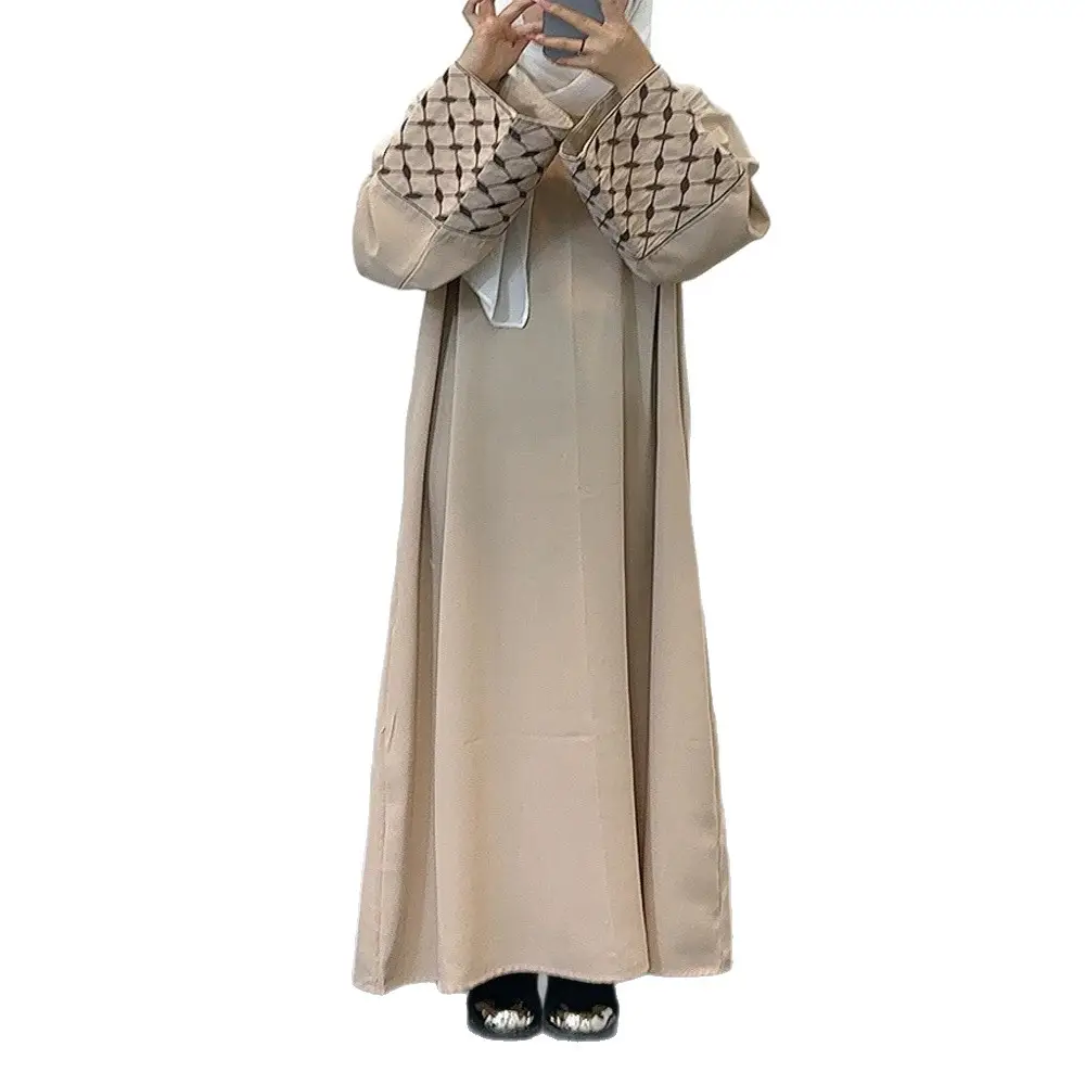 F437 Foreign Trade Women's Clothing Cross-Border Embroidered Loose Plus-Size Pullover Long Dress Fashionable Outerwear Loose Embroidered Long Dress