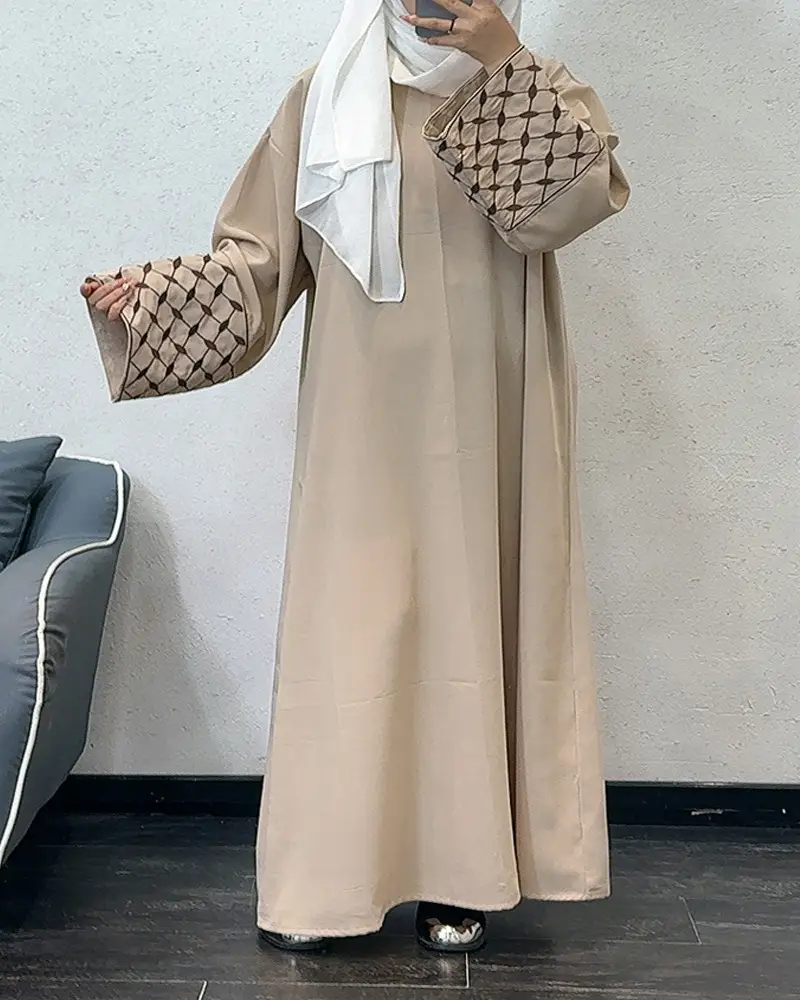 F437 Foreign Trade Women's Clothing Cross-Border Embroidered Loose Plus-Size Pullover Long Dress Fashionable Outerwear Loose Embroidered Long Dress — feature 2
