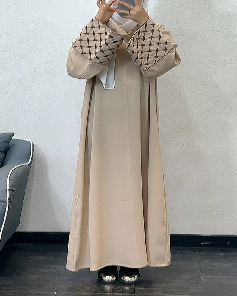 F437 Foreign Trade Women's Clothing Cross-Border Embroidered Loose Plus-Size Pullover Long Dress Fashionable Outerwear Loose Embroidered Long Dress — feature 4