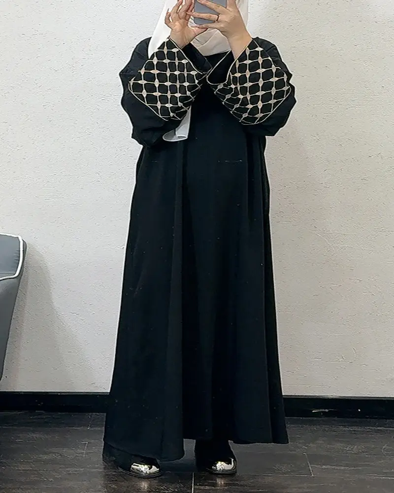 F437 Foreign Trade Women's Clothing Cross-Border Embroidered Loose Plus-Size Pullover Long Dress Fashionable Outerwear Loose Embroidered Long Dress — feature 7