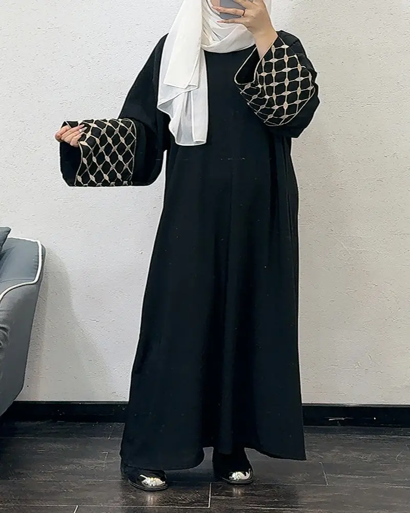 F437 Foreign Trade Women's Clothing Cross-Border Embroidered Loose Plus-Size Pullover Long Dress Fashionable Outerwear Loose Embroidered Long Dress — feature 8