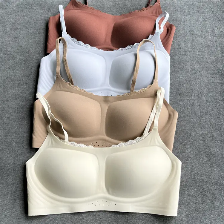 0596 Women's New Style Original Milk Leather Tube Top Lace Trim Underwear, Soft 10A Antibacterial Comfortable Breathable Bra