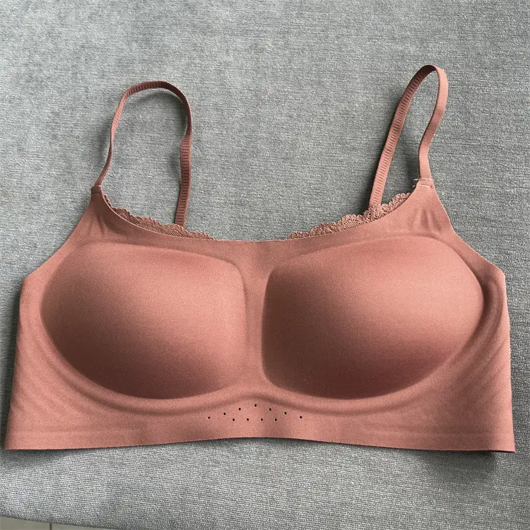 0596 Women's New Style Original Milk Leather Tube Top Lace Trim Underwear, Soft 10A Antibacterial Comfortable Breathable Bra
