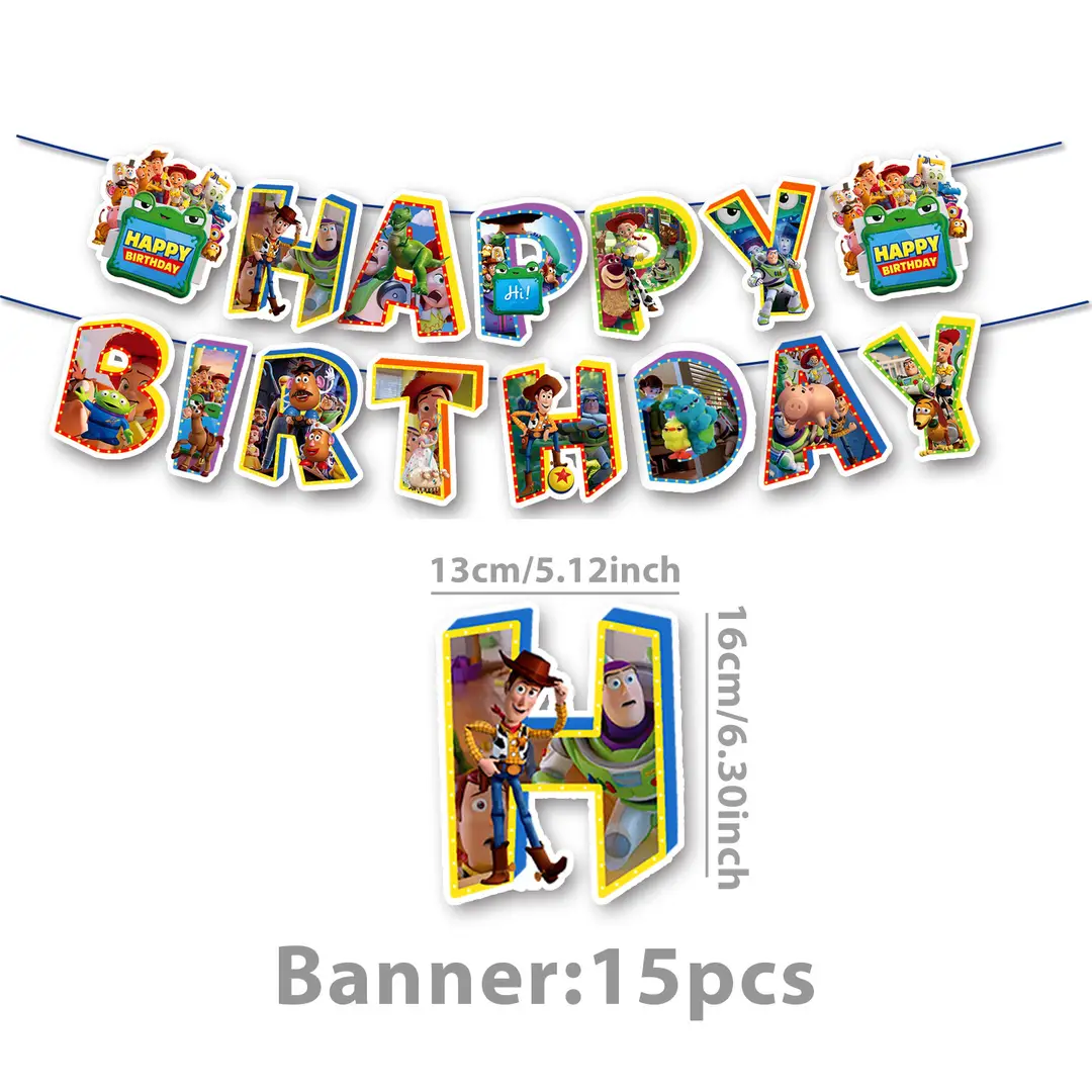 Toy Story Themed Children's Birthday Party Set Decoration Flags Balloons Cake Toppers Scene Setup Supplies