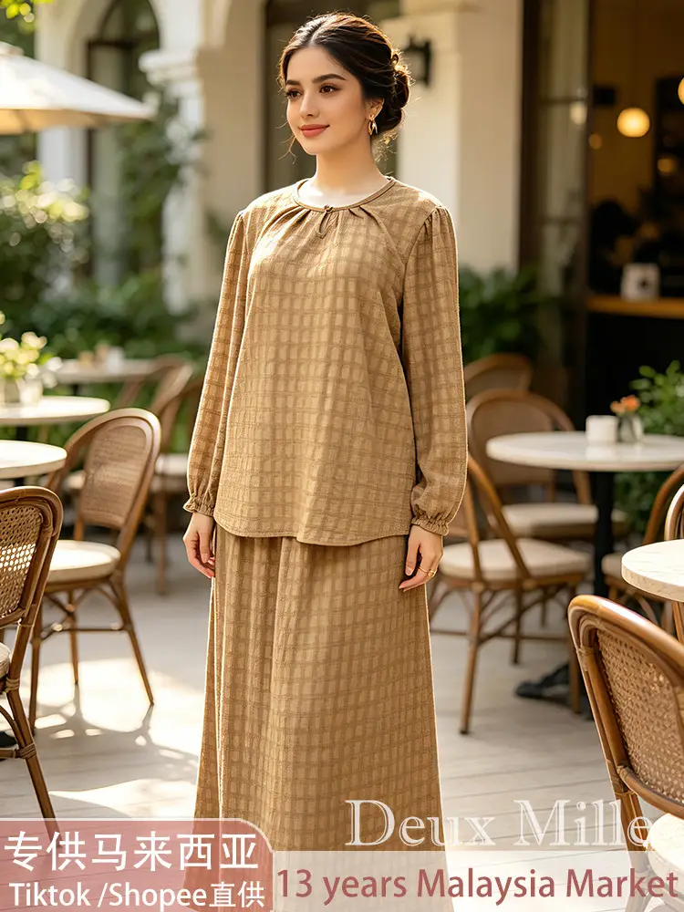 Cross-Border Malaysian Clothing Pakaian Malaysia Business Tk Large Size Jacquard Two-Piece Women's Clothing Factory
